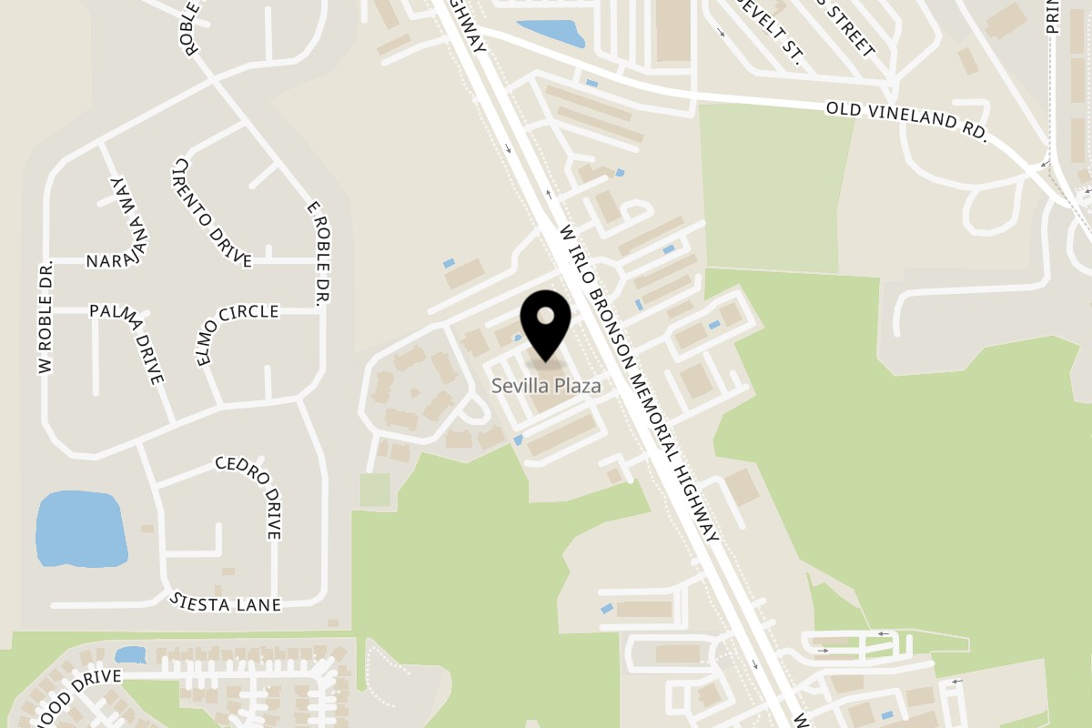 Map showing the location of The Jamaican Dumpling Restaurant on 4636 W Irlo Bronson Memorial Hwy in Kissimmee